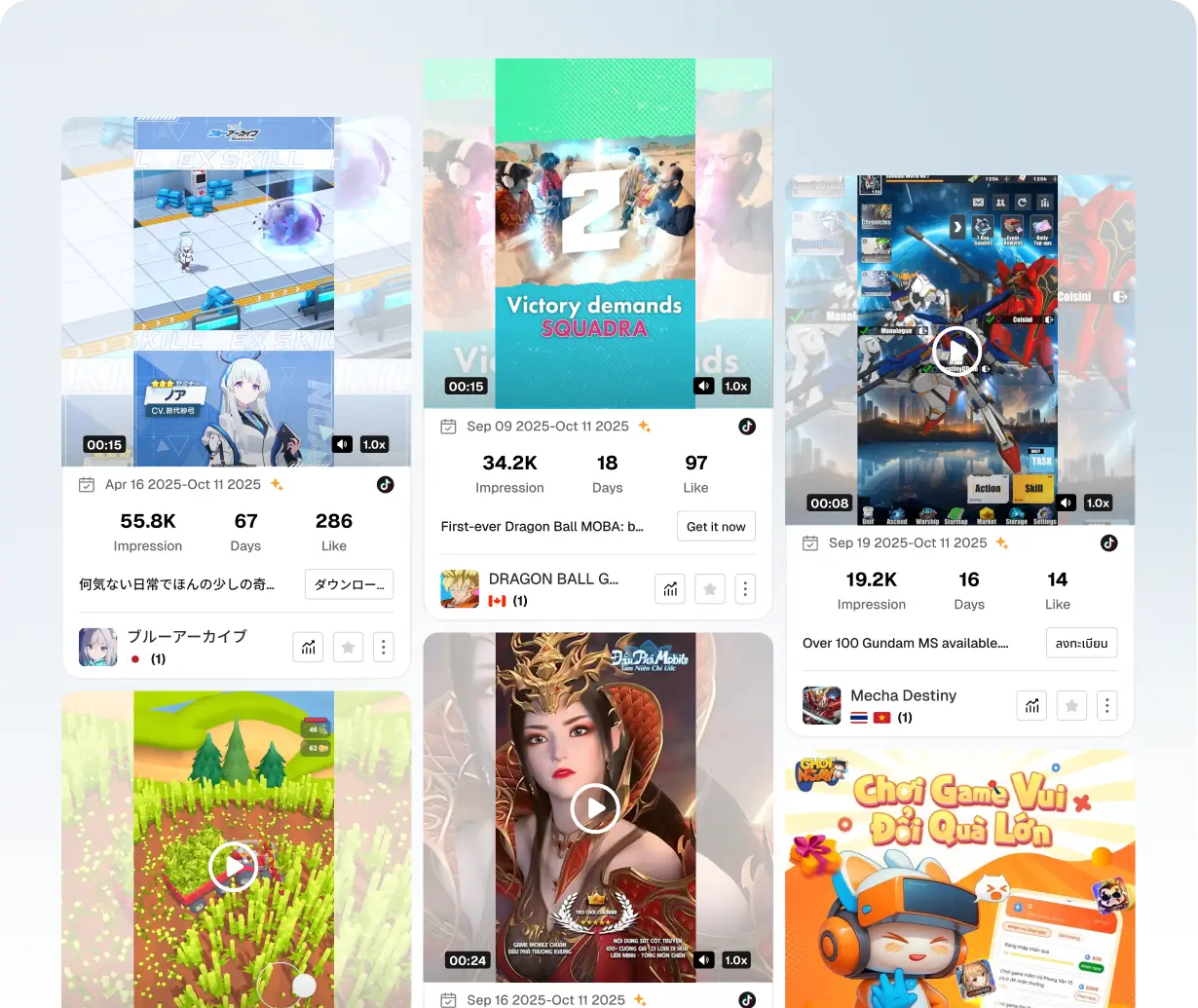 Découvrez les créatifs publicitaires à forte conversion pour les jeux et analysez-les