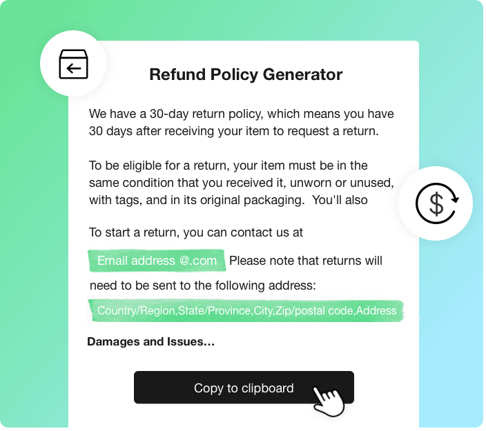 Free generator your Return & Refund Policy