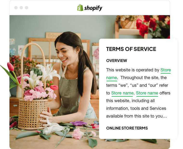 Generate Terms & Conditions for shopify e-commerce stores